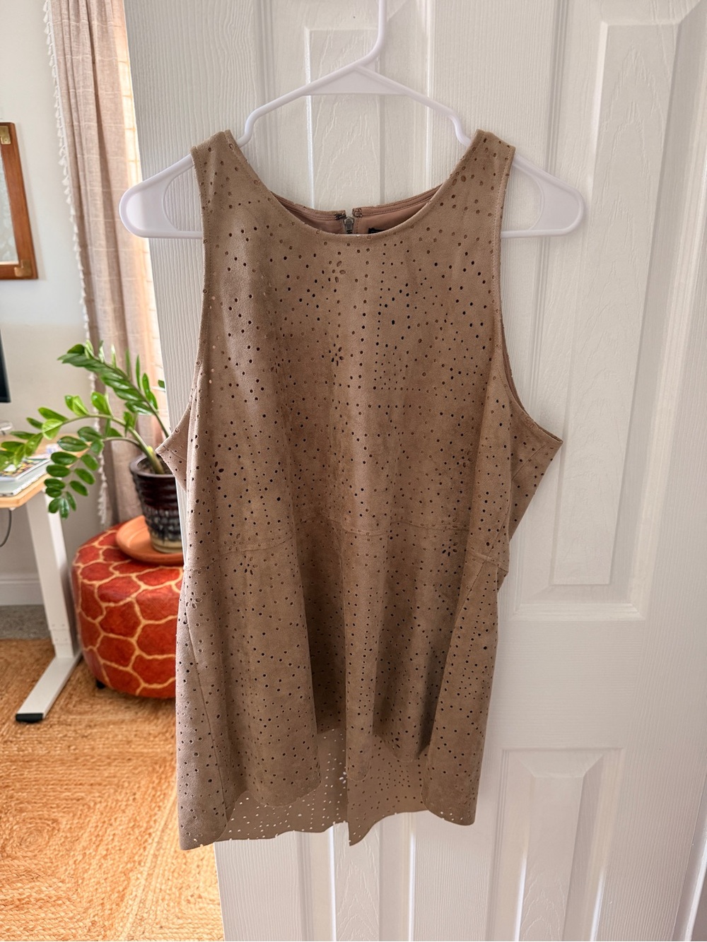 BCBGMaxAzria Perforated Suede Tank Top - Taupe